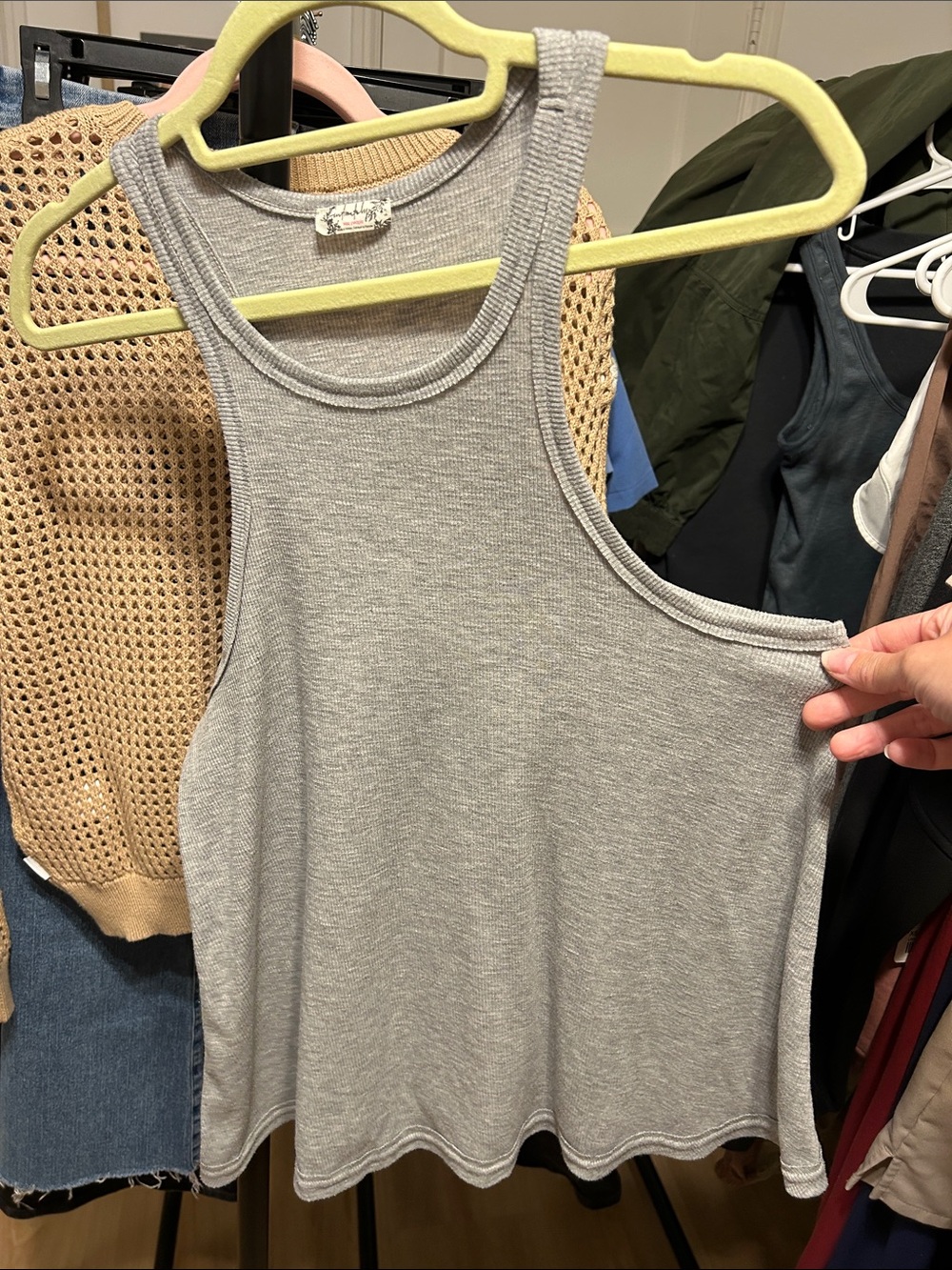 Free People Flowy Gray Racer Back Tank. Size small. PTP 17”.